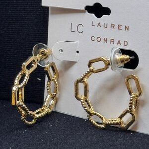 Lauren Conrad Gold Tone Link Open Hoop Post Earrings 1 Inch approx
